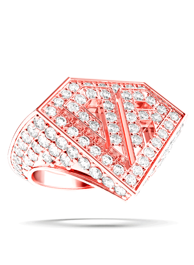 0800 Don Rouch Pave Full Ice Rose Gold Ring - 0800 Don Rouch