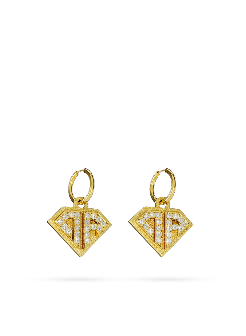 Baby Rouch Full Ice Gold Earrings Baby Rouch Gold