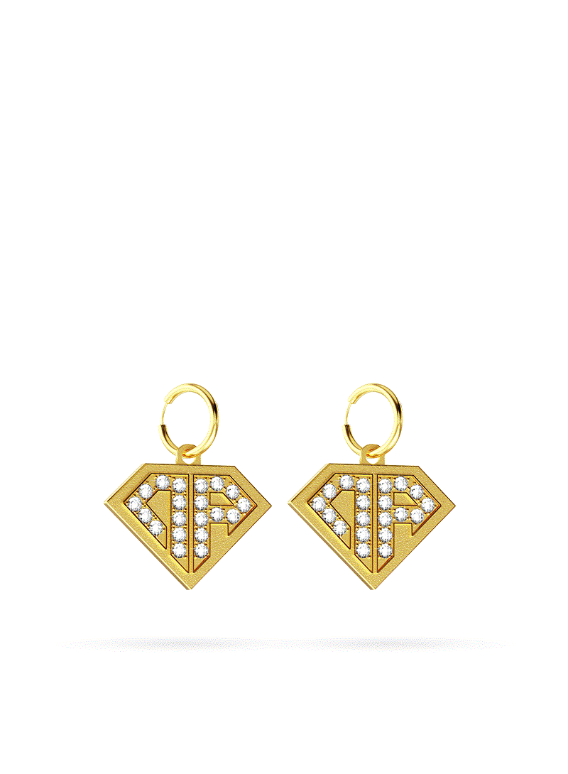 Plated Baby Rouch Full Ice Earrings Baby Rouch Gold Bath